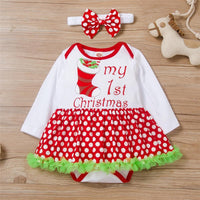 Baby Girls Letter Polka Dot Long Sleeve Romper Dress Wholesale Baby Clothing - PrettyKid