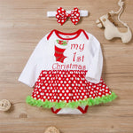Baby Girls Letter Polka Dot Long Sleeve Romper Dress Wholesale Baby Clothing - PrettyKid