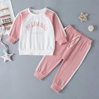 COTTNBABY Letter Print Color Constrast Tracksuit Set - PrettyKid