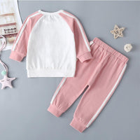 COTTNBABY Letter Print Color Constrast Tracksuit Set - PrettyKid
