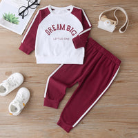 COTTNBABY Letter Print Color Constrast Tracksuit Set - PrettyKid