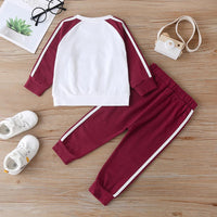 COTTNBABY Letter Print Color Constrast Tracksuit Set - PrettyKid