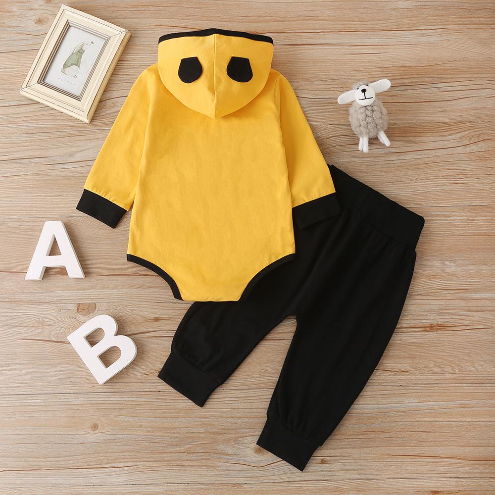 Baby Boys Letter Print Cute Hooded Romper & Pants Baby Clothes Vendors - PrettyKid