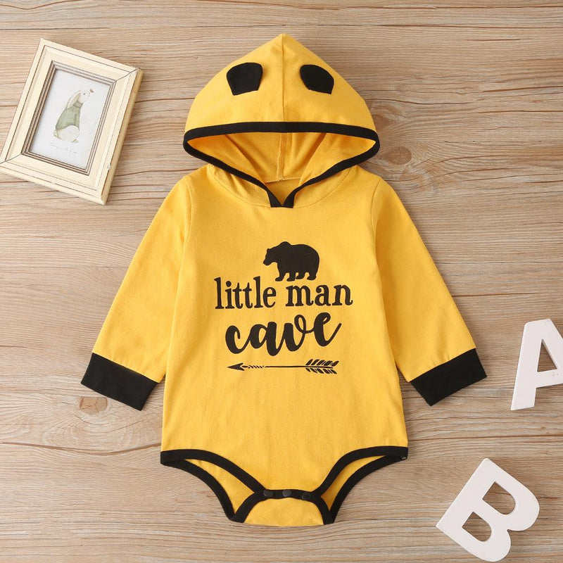 Baby Boys Letter Print Cute Hooded Romper & Pants Baby Clothes Vendors - PrettyKid