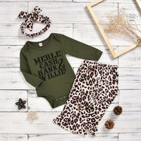 Baby Girls Letter Print Long Sleeve Romper & Flare Pants Wholesale Baby - PrettyKid