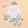 Baby Girls Letter Print Romper & Floral Pants Wholesale Baby Clothes Bulk - PrettyKid
