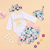 Baby Girls Letter Print Romper & Floral Pants Wholesale Baby Clothes Bulk - PrettyKid