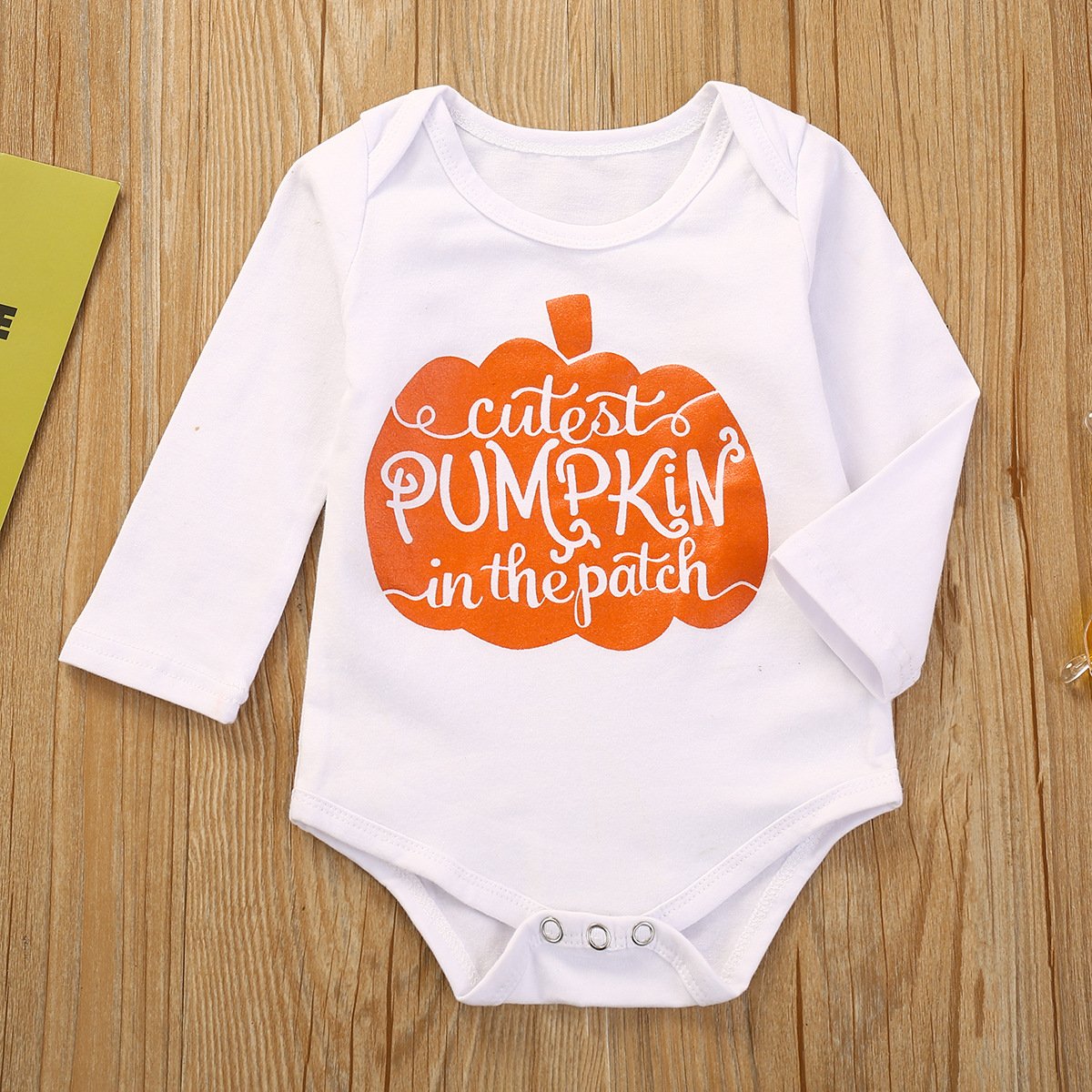 Baby Girls Letter Print Romper & Pumpkin Pants Halloween Sets - PrettyKid