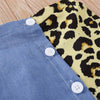 Girls Letter Print Sleeveless Top & Leopard Denim Skirt Toddler Girls Wholesale - PrettyKid