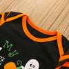 Baby Letter Print Stripe Romper & Hat Halloween Sets - PrettyKid