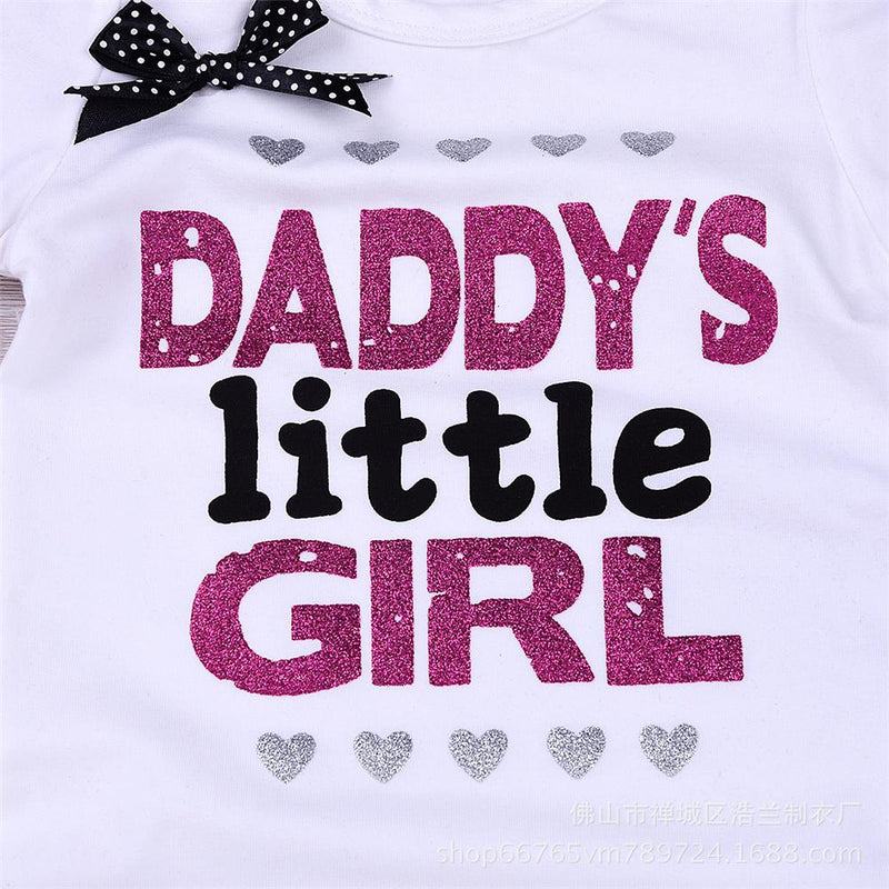 Baby Girls Letter Printed Bow Decor Short Sleeve Romper Wholesale Clothing Baby - PrettyKid