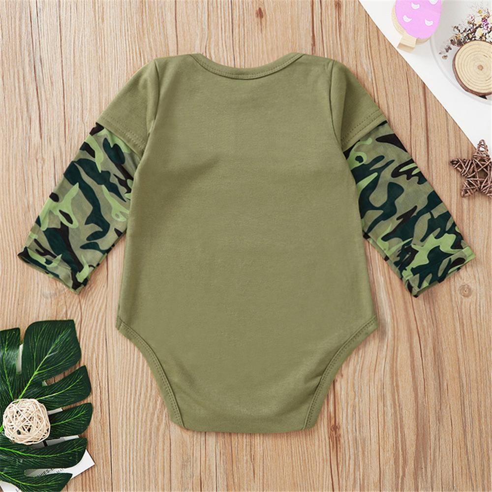 Baby Girls Letter Printed Camo Long Sleeve Romper Baby Clothes Warehouse - PrettyKid
