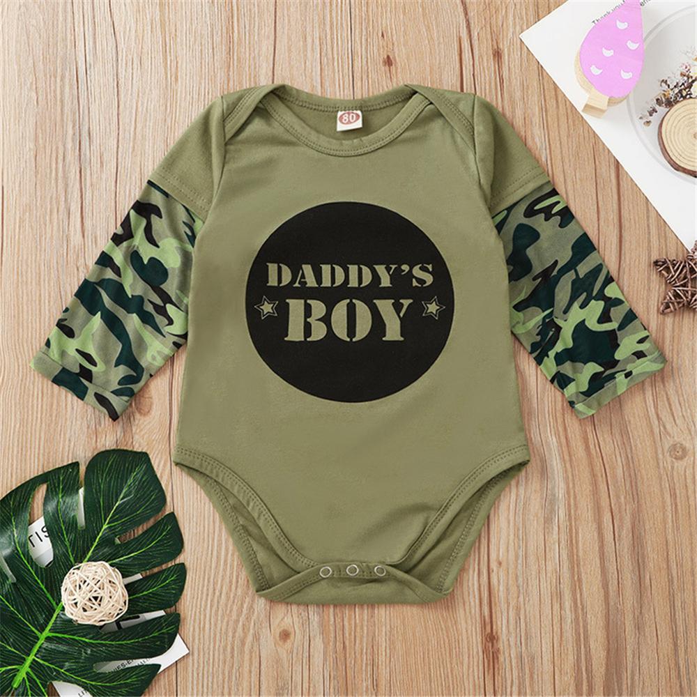Baby Boys Letter Printed Camo Long Sleeve Romper Wholesale Baby - PrettyKid