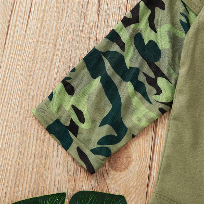 Baby Boys Letter Printed Camo Long Sleeve Romper Wholesale Baby - PrettyKid