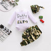 Baby Boys Letter Printed Camo Romper & Pants & Hat Baby Clothing Bulk - PrettyKid