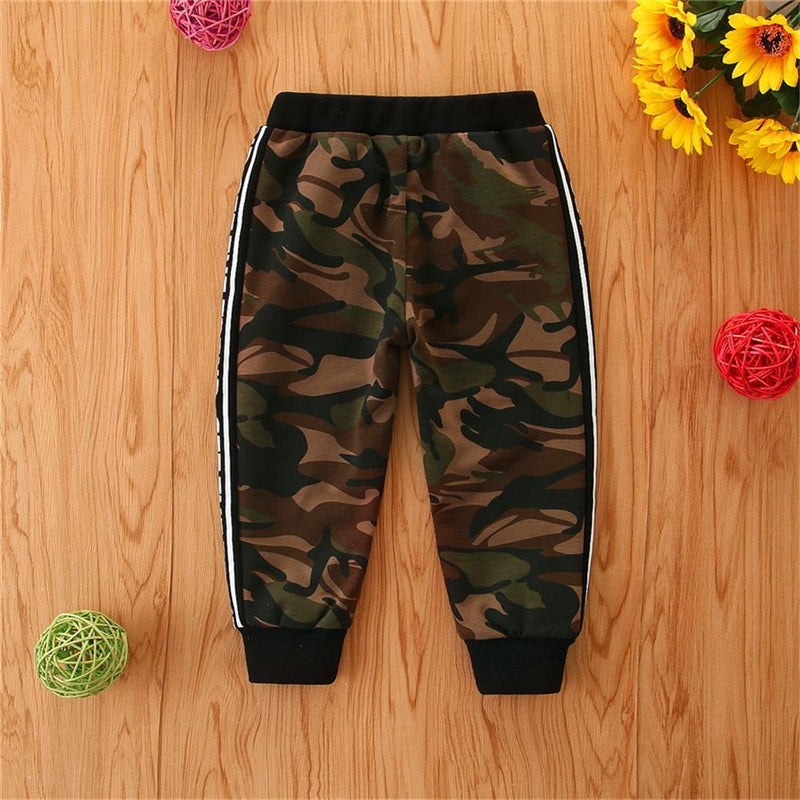 Unisex Letter Printed Camouflage Casual Pants Kids Wholesale clothes - PrettyKid