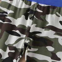 Baby Letter Printed Camouflage Romper & Pants & Hat - PrettyKid