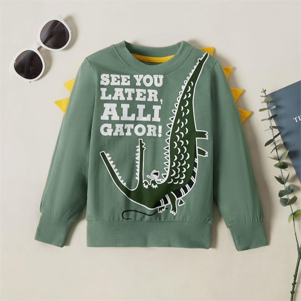 Boys Letter Printed Cartoon Dinosaur T-shirts - PrettyKid