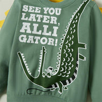 Boys Letter Printed Cartoon Dinosaur T-shirts - PrettyKid