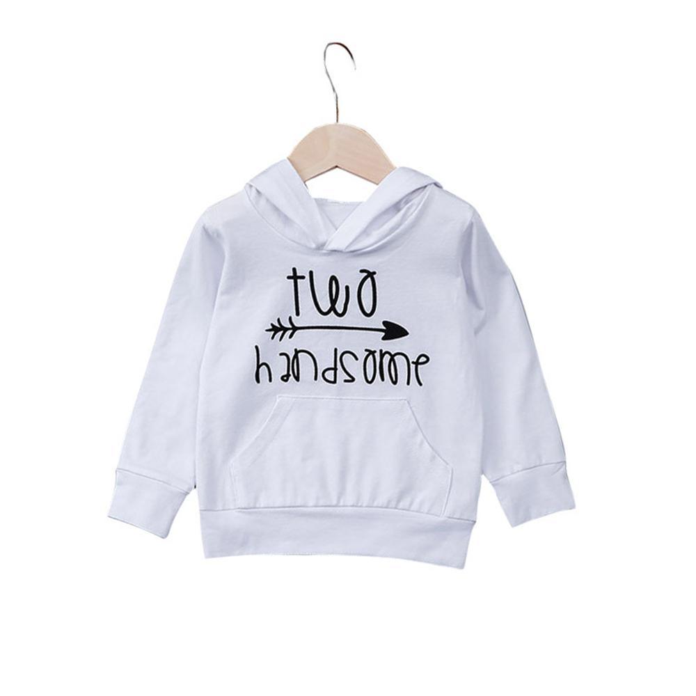 Toddler Boys Letter Printed Hooded Handsome Top Trendy Toddler Clothes Cheap - PrettyKid