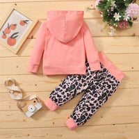 Baby Girls Letter Printed Hooded Top & Leopard Pants Wholesale Baby Cloths - PrettyKid