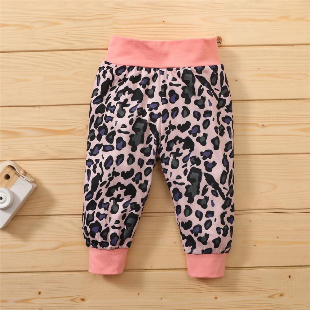 Baby Girls Letter Printed Hooded Top & Leopard Pants Wholesale Baby Cloths - PrettyKid