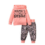 Baby Girls Letter Printed Hooded Top & Leopard Pants Wholesale Baby Cloths - PrettyKid