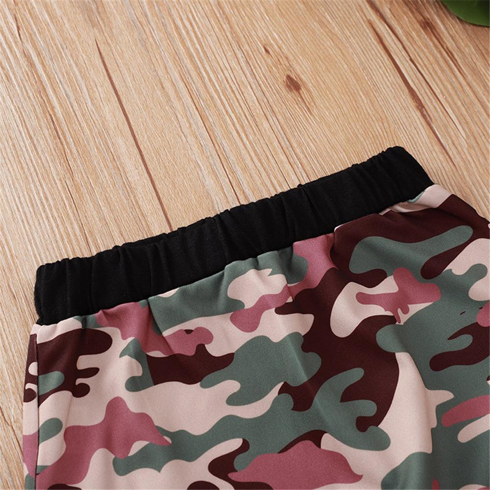 Boys Camo Letter Printed Hooded Top & Pants Baby Boys Clothes Wholesale - PrettyKid