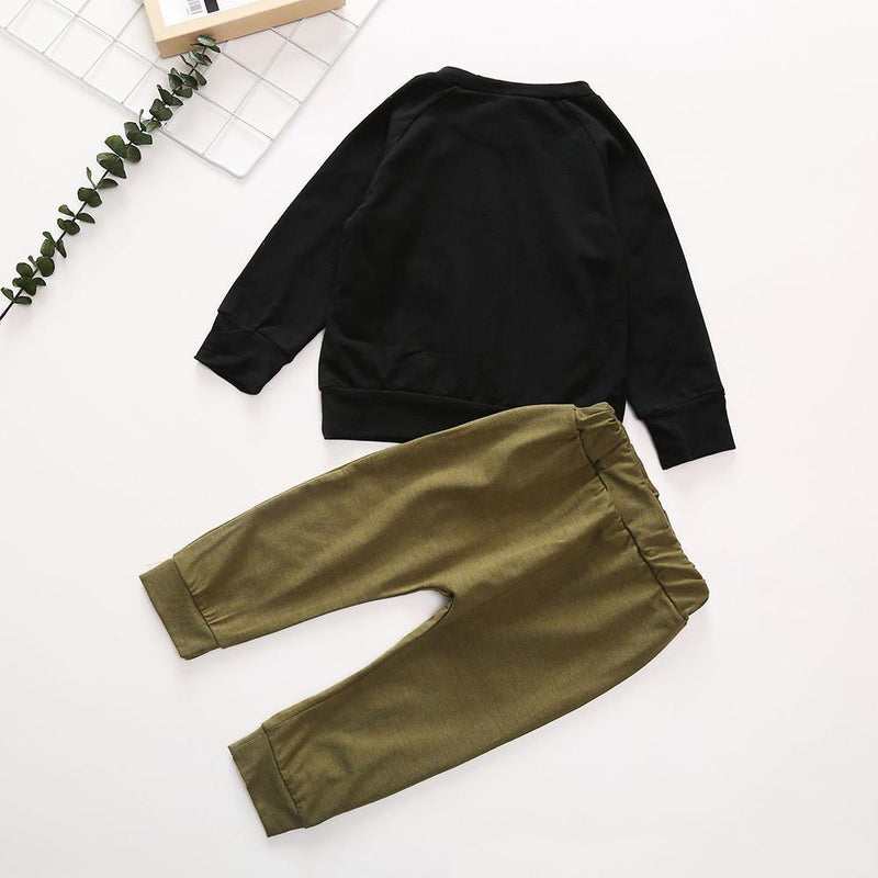 Boys Letter Printed Long Sleeve Casual Tops & Pants - PrettyKid