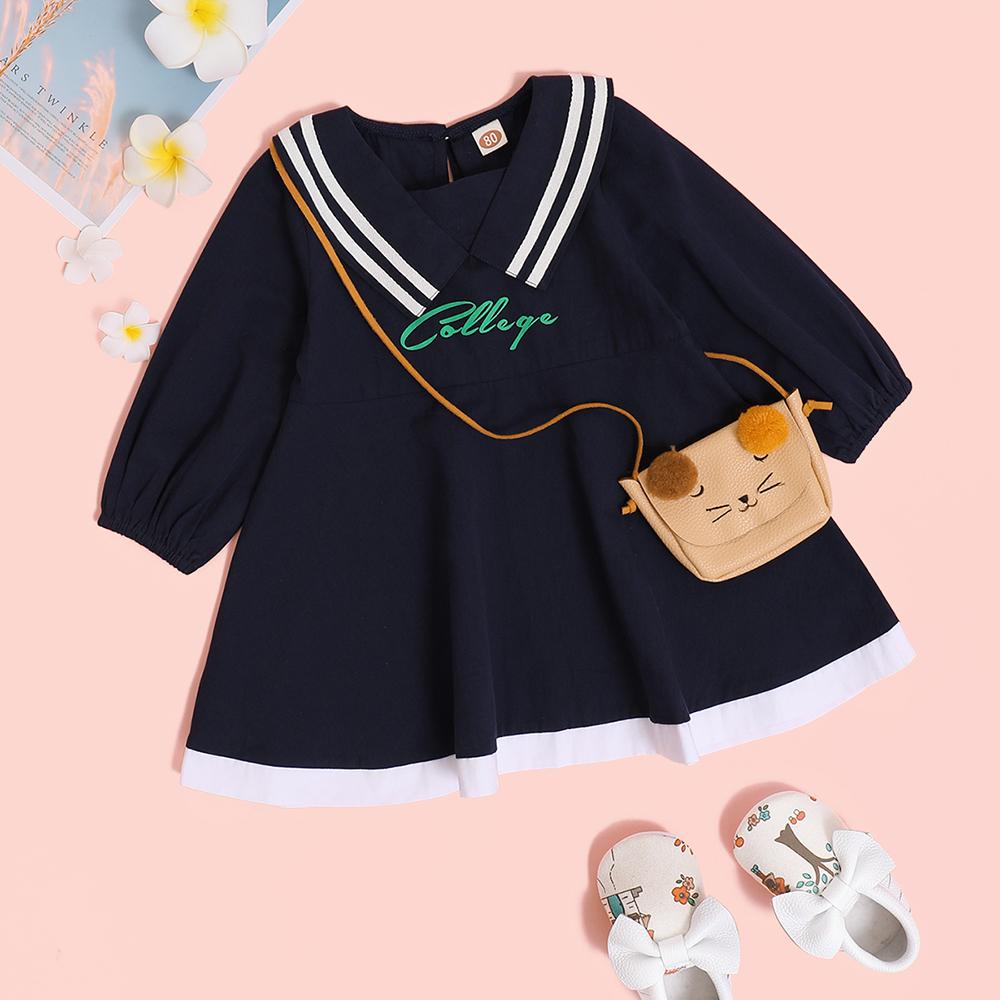 Baby Girls Letter Printed Long Sleeve Dress Cheap Baby Clothes Online Wholesale - PrettyKid