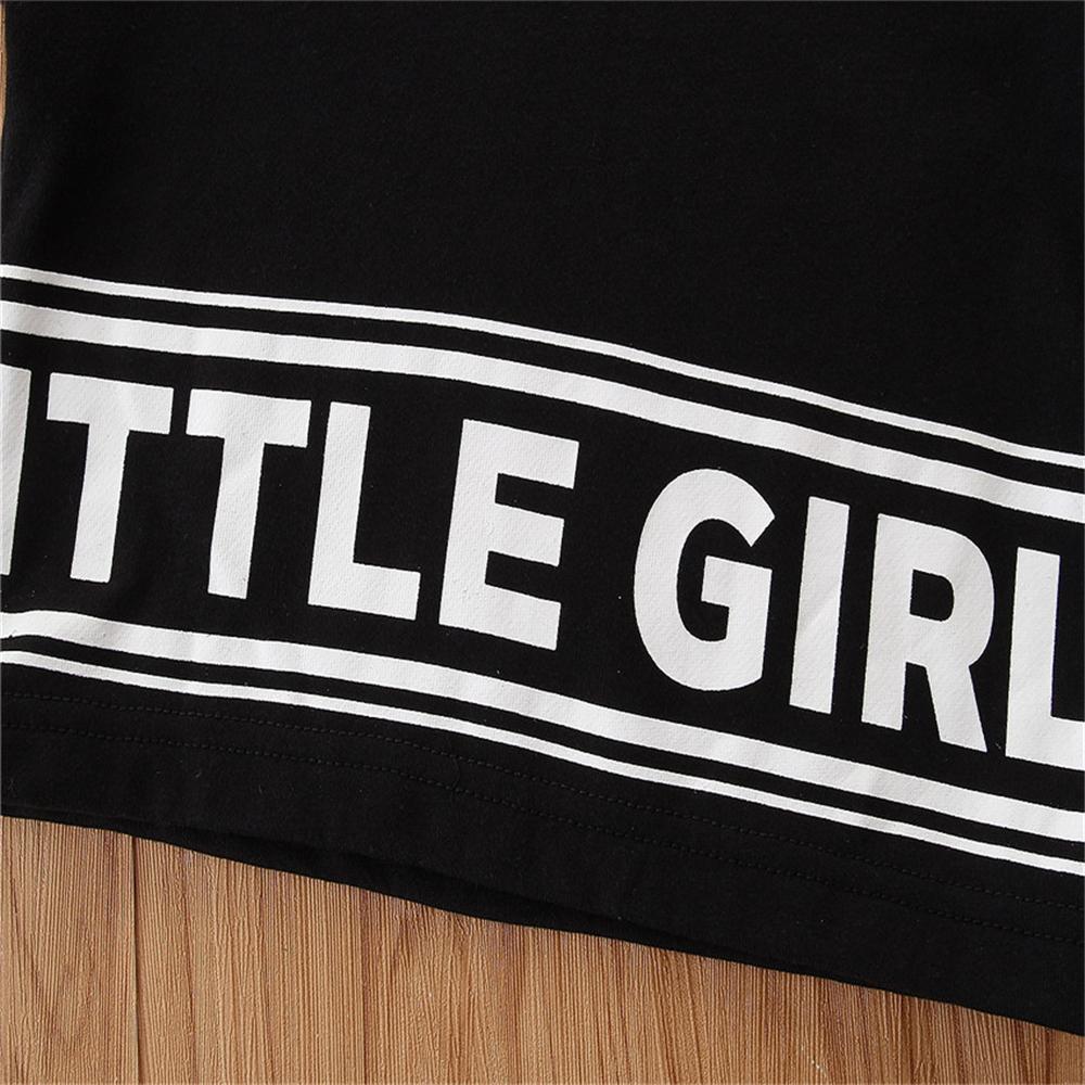 Little Girls Letter Printed Long Sleeve Hooded Top & Pants Wholesale Little Girls Clothes - PrettyKid