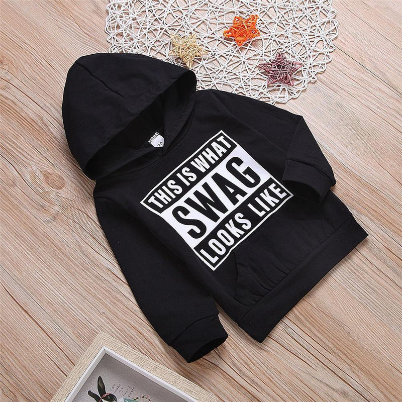 Boys Letter Printed Long Sleeve Hooded Tops Wholesale - PrettyKid