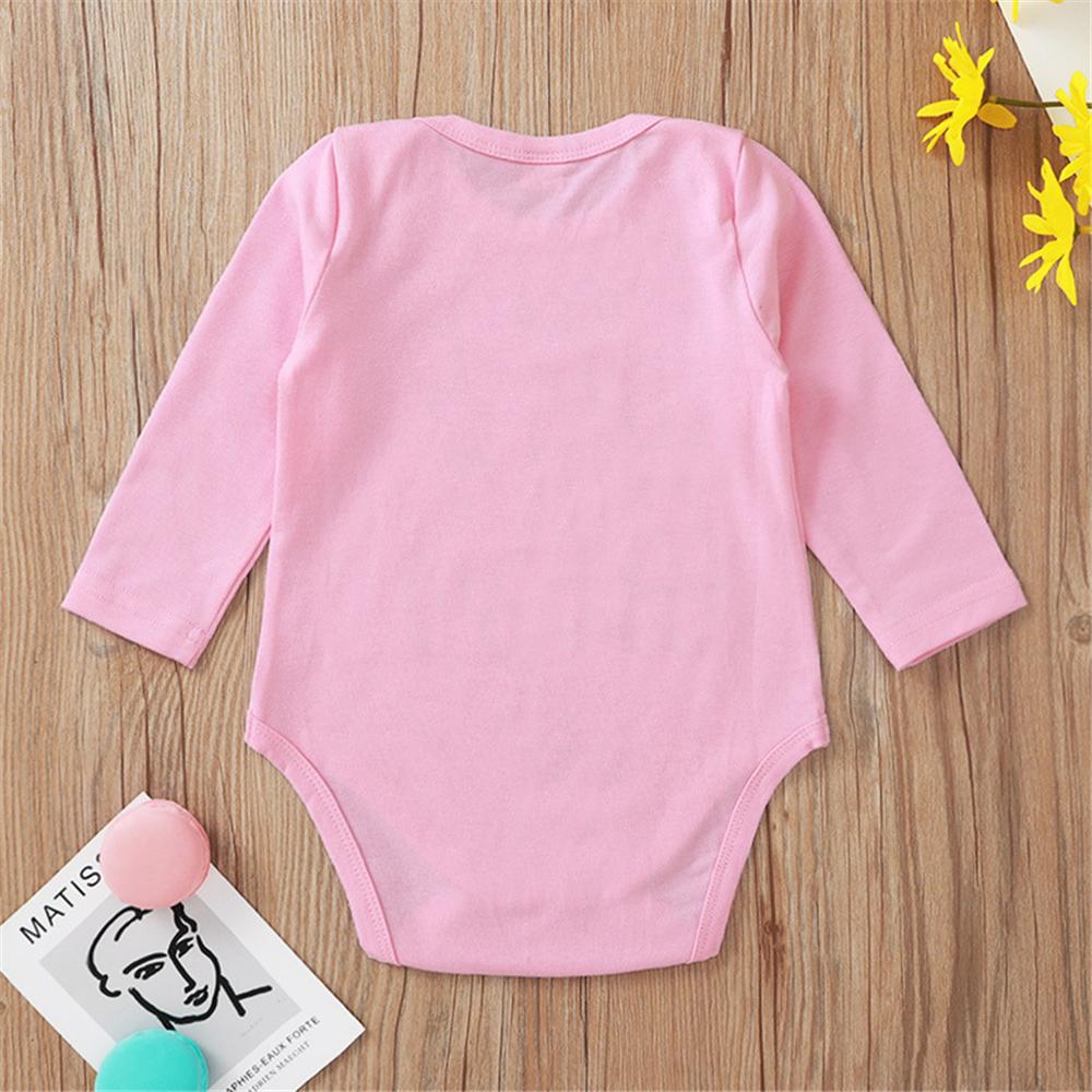 Baby Girls Letter Printed Long Sleeve Pink Romper Baby Wholesale - PrettyKid