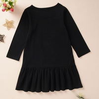 Girls Letter Printed Long Sleeve Pleated Dress Girls Clothes Wholesale - PrettyKid