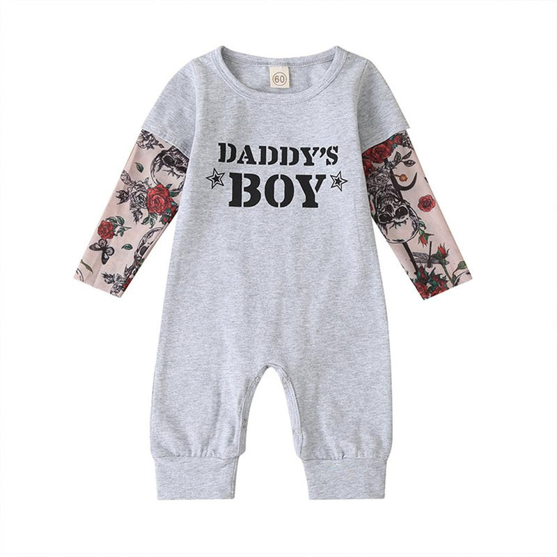 Baby Boys Letter Printed Long Sleeve Romper Cheap Cheap Bulk Baby Clothes - PrettyKid