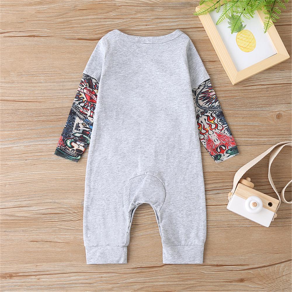 Baby Boys Letter Printed Long Sleeve Romper Cheap Cheap Bulk Baby Clothes - PrettyKid