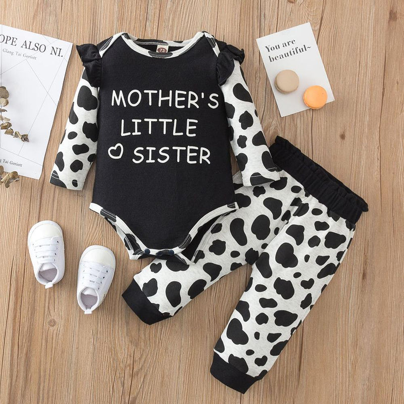 Baby Girls Letter Printed Long Sleeve Romper & Pants Wholesale Baby Cloths - PrettyKid