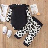 Baby Girls Letter Printed Long Sleeve Romper & Pants Wholesale Baby Cloths - PrettyKid