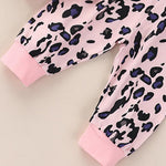 Baby Girls Letter Printed Long Sleeve Rompers & Leopard Pants & Headband - PrettyKid