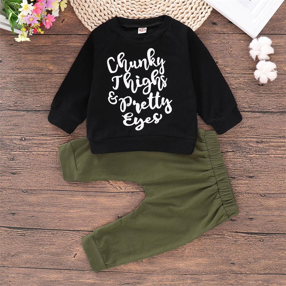 Baby Boys Letter Printed Long Sleeve T-shirt & Bottoms Wholesale Clothing Baby - PrettyKid