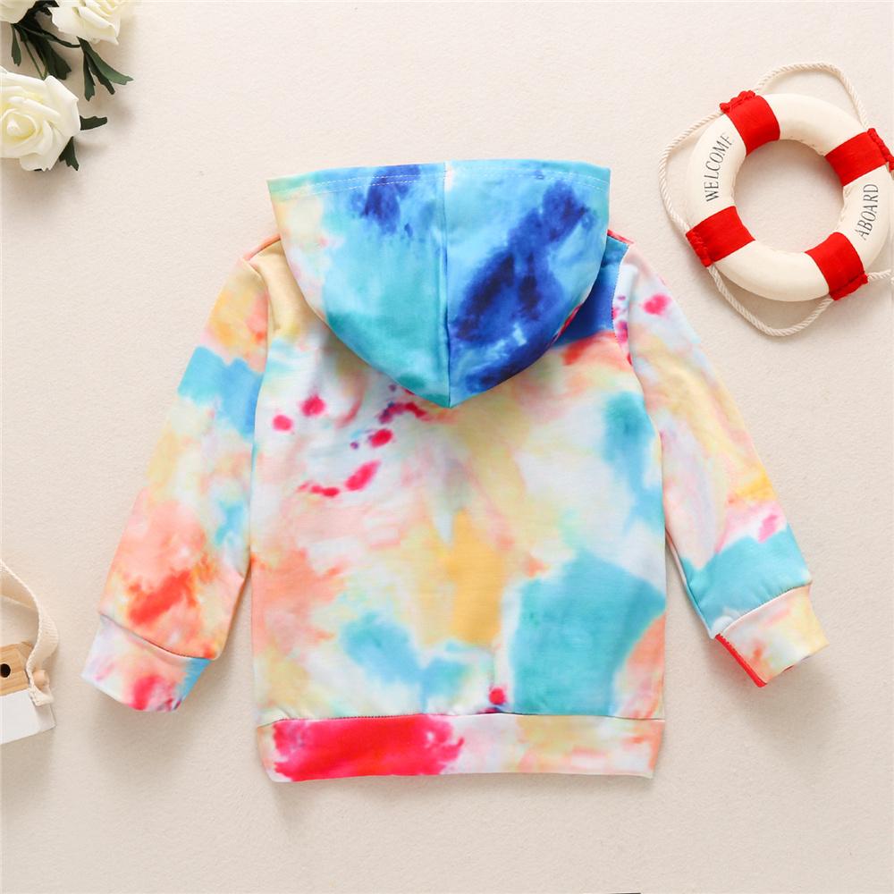 Unisex Letter Printed Long Sleeve Tie Dye Hooded Top Wholesale Toddler T Shirts - PrettyKid