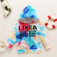 Unisex Letter Printed Long Sleeve Tie Dye Hooded Top Wholesale Toddler T Shirts - PrettyKid