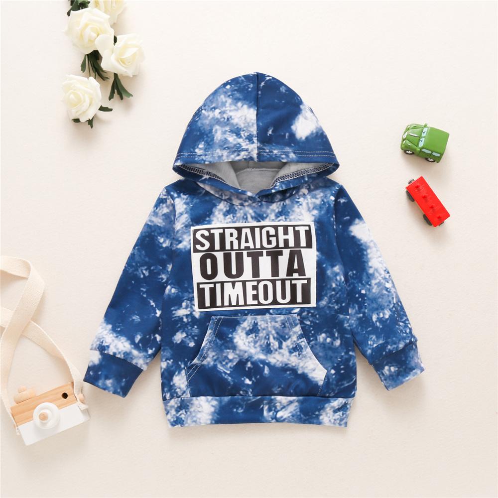 Unisex Letter Printed Long Sleeve Tie Dye Hooded Top Wholesale Toddler T Shirts - PrettyKid