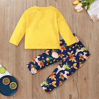 Baby Girls Letter Printed Long Sleeve Top & Cartoon Pants Babywear Wholesale - PrettyKid