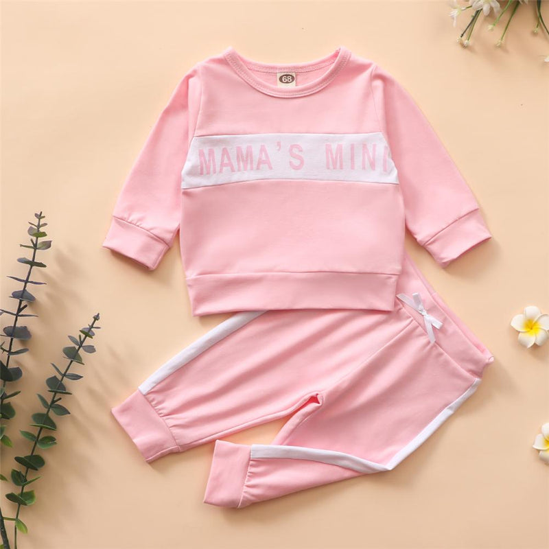 Baby Girls Letter Printed Long Sleeve Top & Pants Baby Clothes Warehouse - PrettyKid