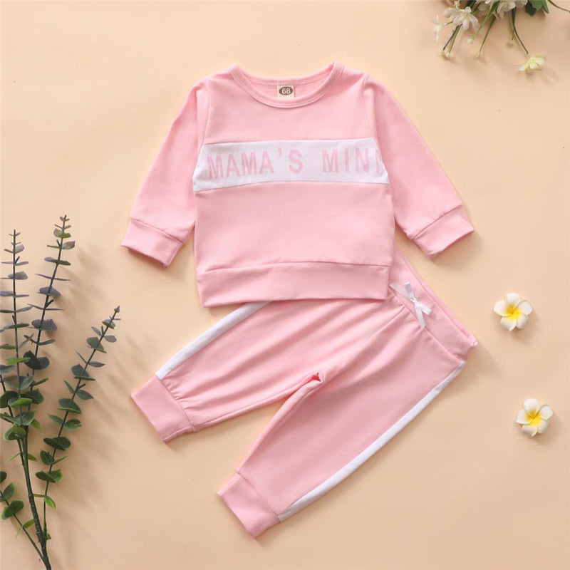 Baby Girls Letter Printed Long Sleeve Top & Pants Baby Clothes Warehouse - PrettyKid