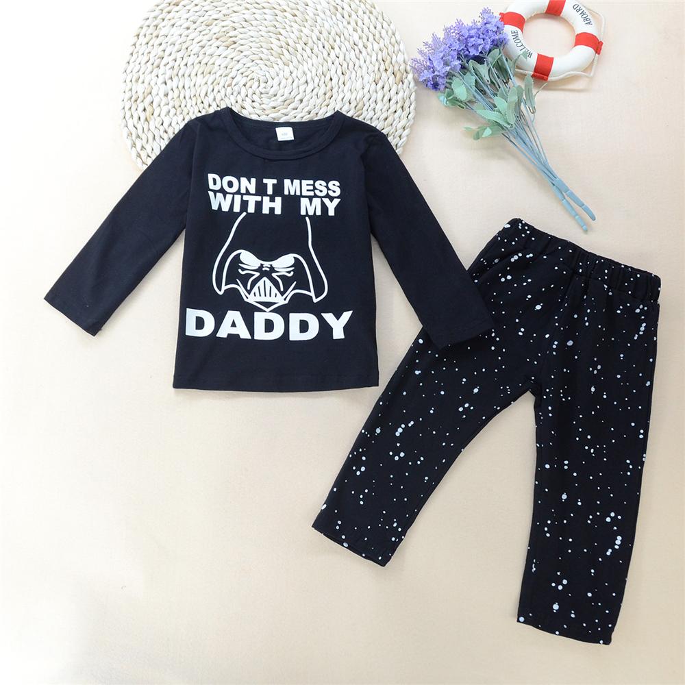 Baby Boys Letter Printed Long Sleeve Top & Pants Baby Wholesale Clothing - PrettyKid