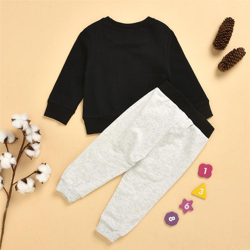 Toddler Girls Letter Printed Long Sleeve Top & Pants Wholesale Boys Clothes - PrettyKid