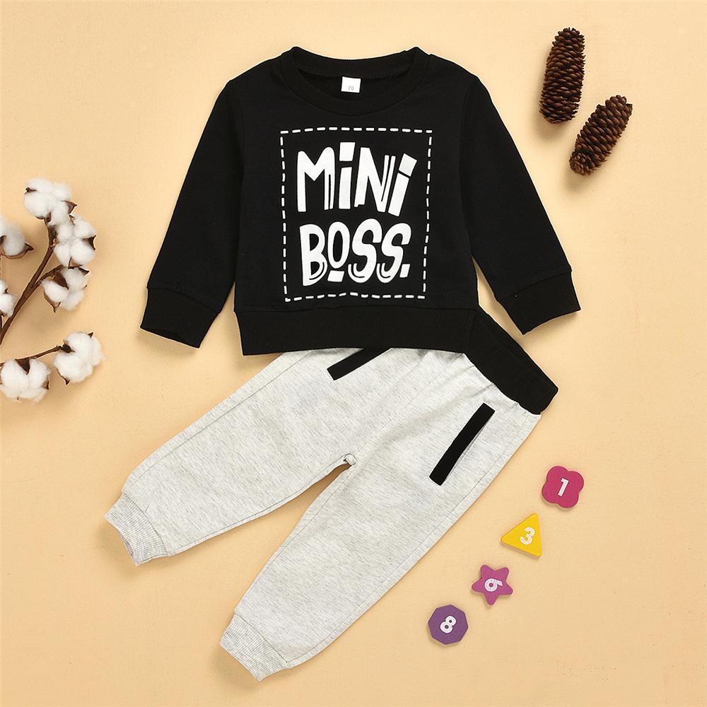 Toddler Girls Letter Printed Long Sleeve Top & Pants Wholesale Boys Clothes - PrettyKid