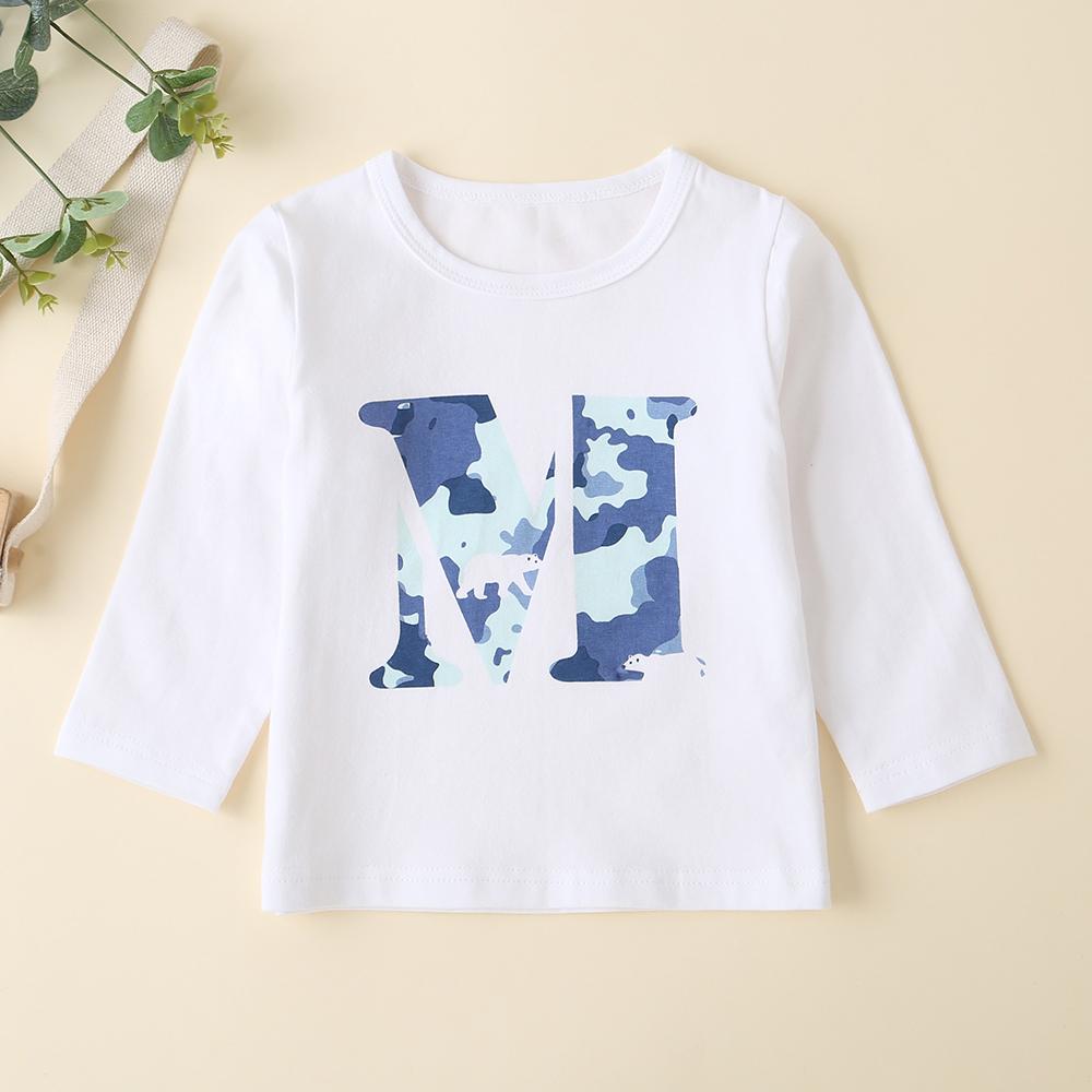 Baby Letter Printed Long Sleeve Top & Polar Bear Printed Pants - PrettyKid